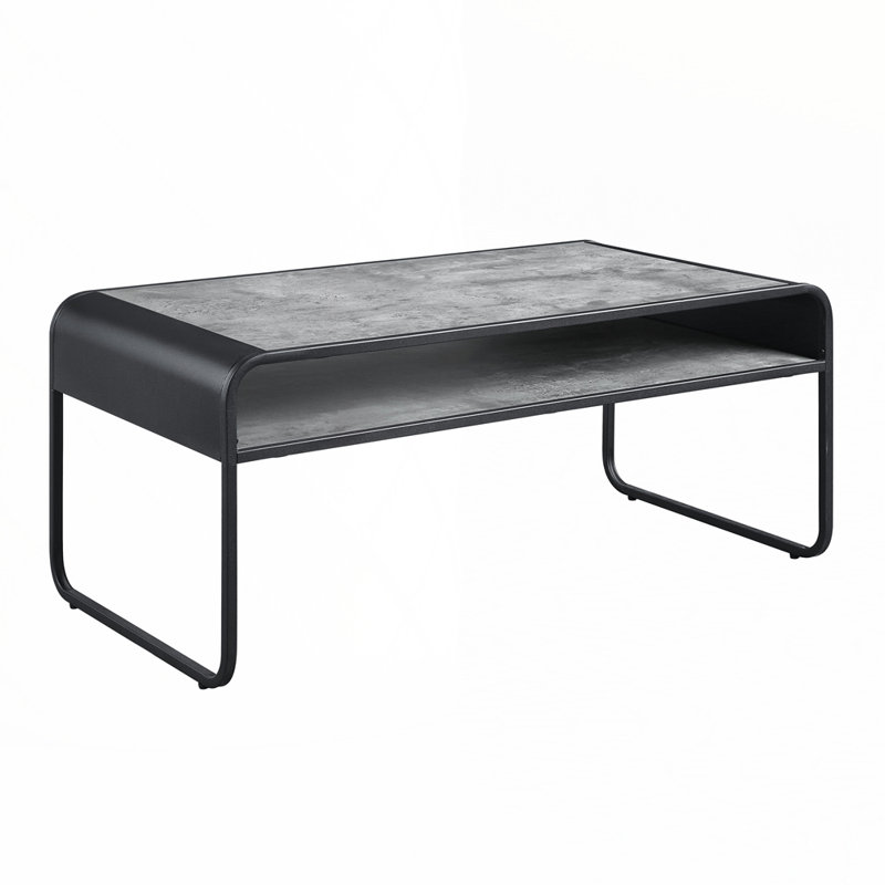 Concrete Gray & Black Finish Coffee Table