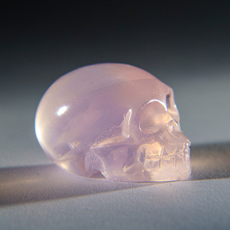 Genuine Polished Rose Quartz Skull Carving