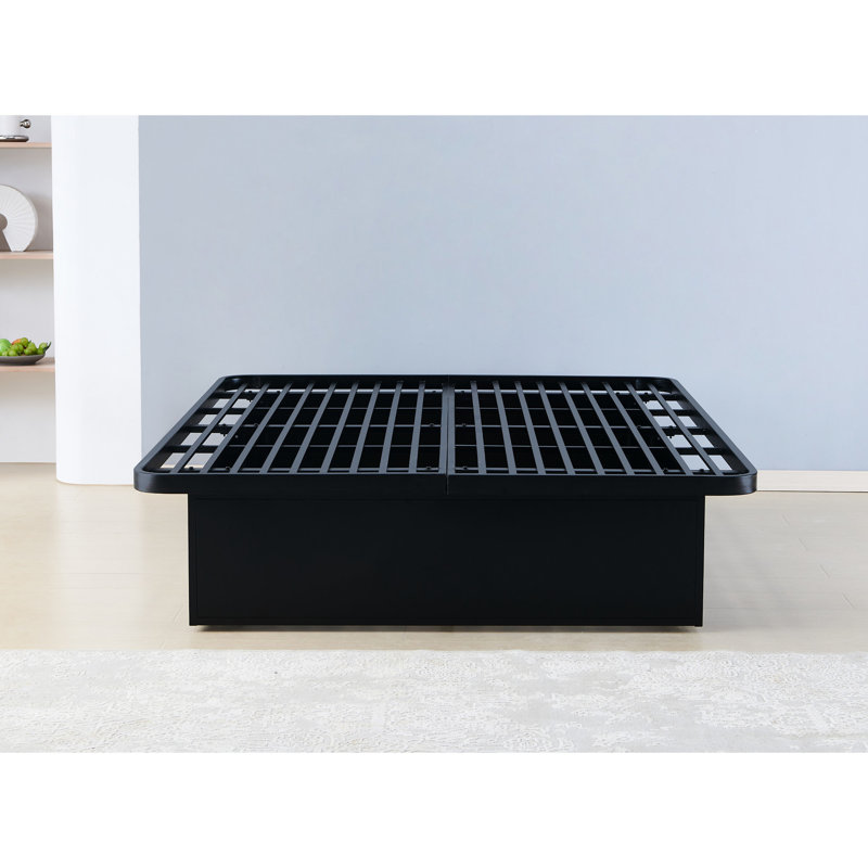 Black Metal Queen Size Bed, 16" Height, Stable Frame For Bedroom Luxury Platform Bed Frame, 16 Inches High, & Functional