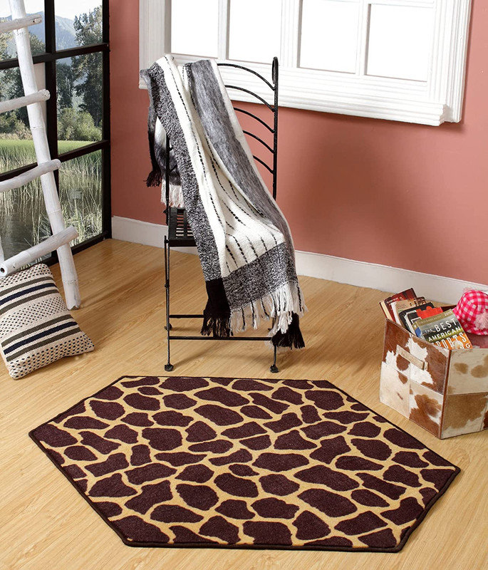 Tapis imprimé animal - Girafe, Hexagone 8 pi