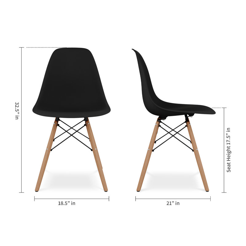 Chaise d'appoint noire et naturelle en plastique et bois, Noir