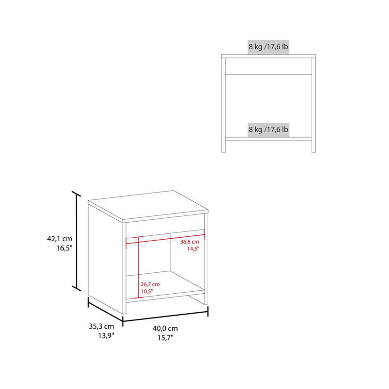 White Nightstand with Open Storage
