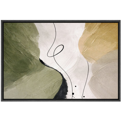 Abstract Green Beige Soft Gradient Composition Artwork, Contemporary Living Room Pictures, Framed Canvas Giclee Print Wall Art
