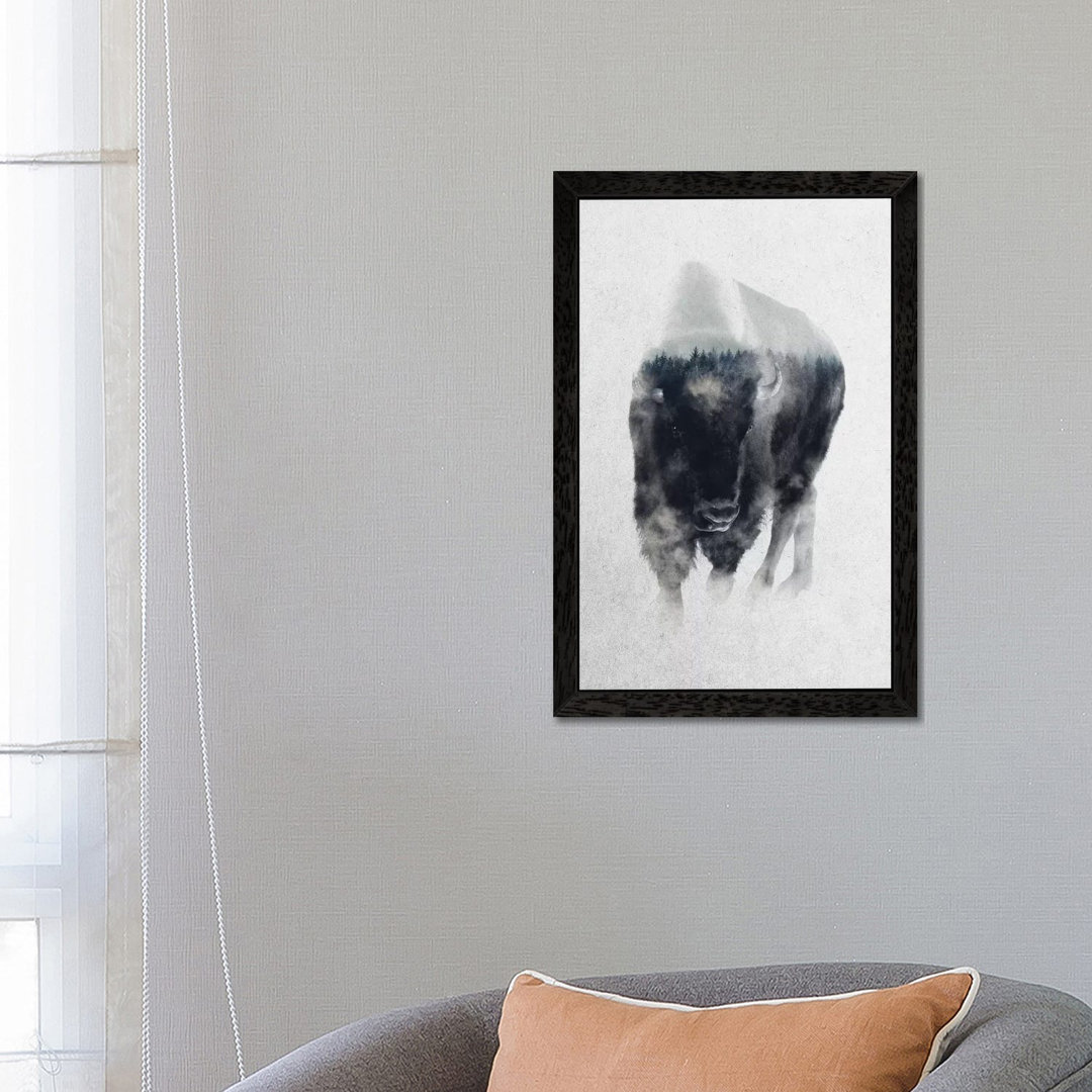 Bison In Mist by Andreas Lie - Print on Canvas