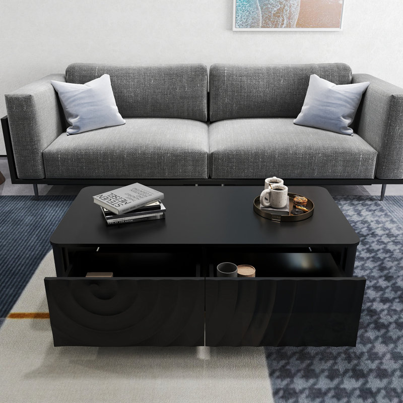 Rectangle Robledo avec tiroir de rangement, Noir