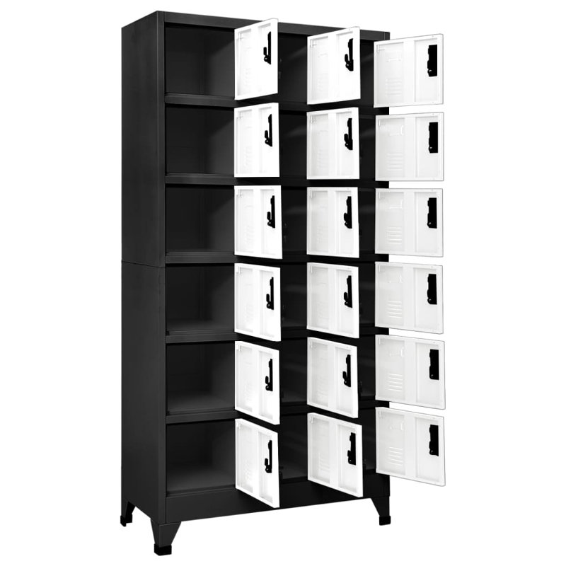 Metal 90cm Employee Locker with Key, Anthracite/White
