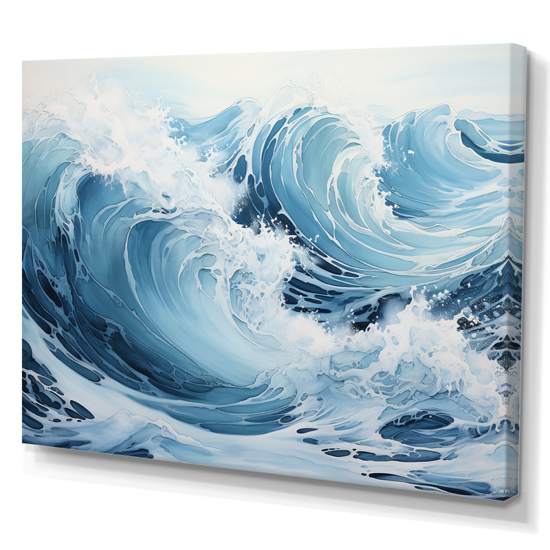 Minimalisme océan tempête sur toile, H 24 po x l 32 po x P 1 po, Toile tendue