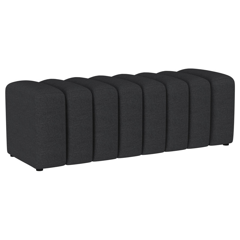 Banc rembourré capitonné en tissu Shaundrel, Gris