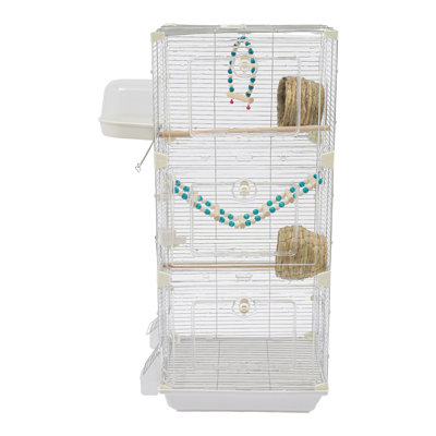 3-Tier Metal Bird Cage with Nest Boxes Large Multi-Level Aviary for Parakeets, Cockatiels and Small Birds