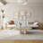 47" Modern Cloud Living Room Coffee Table Natural Wood Finish with Cylinder Four Legs