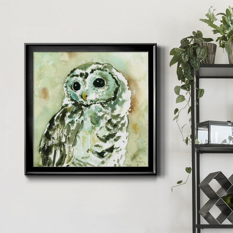 Woodland Owl - Reproduction d'art sur toile encadrée, Cadre noir, H 34,5 po x l 34,5 po x P 1,5 po