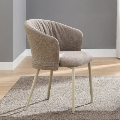 Ogin Dark Beige Chenille & Natual Arm Chair (Set Of 2)