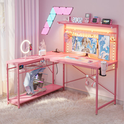 Bureau d'ordinateur en L avec tablettes pour 2 personnes