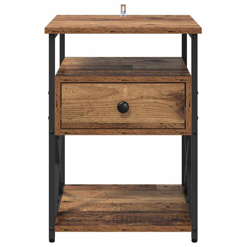 40cm W Manufactured Wood Bedside Table, Old Wood