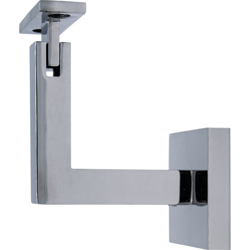 Concrete Mount Handrail Bracket with Square Rose and Flat Plate, Polish Stainless Steel