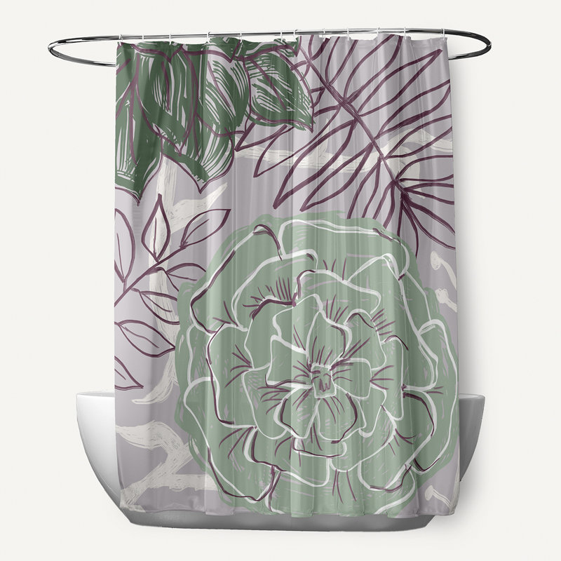 Altom Floral Shower Curtain, Green