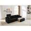 Canapé modulaire en L avec siège profond, sans assemblage requis, canapé modulaire pour salon, chambre à coucher, appartement, noir-124005933