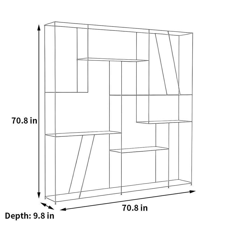 Bibliothèque simple et accrocheuse, (7 tablettes) H 70,8 po x l 70,8 po x P 9,8 po, Vert