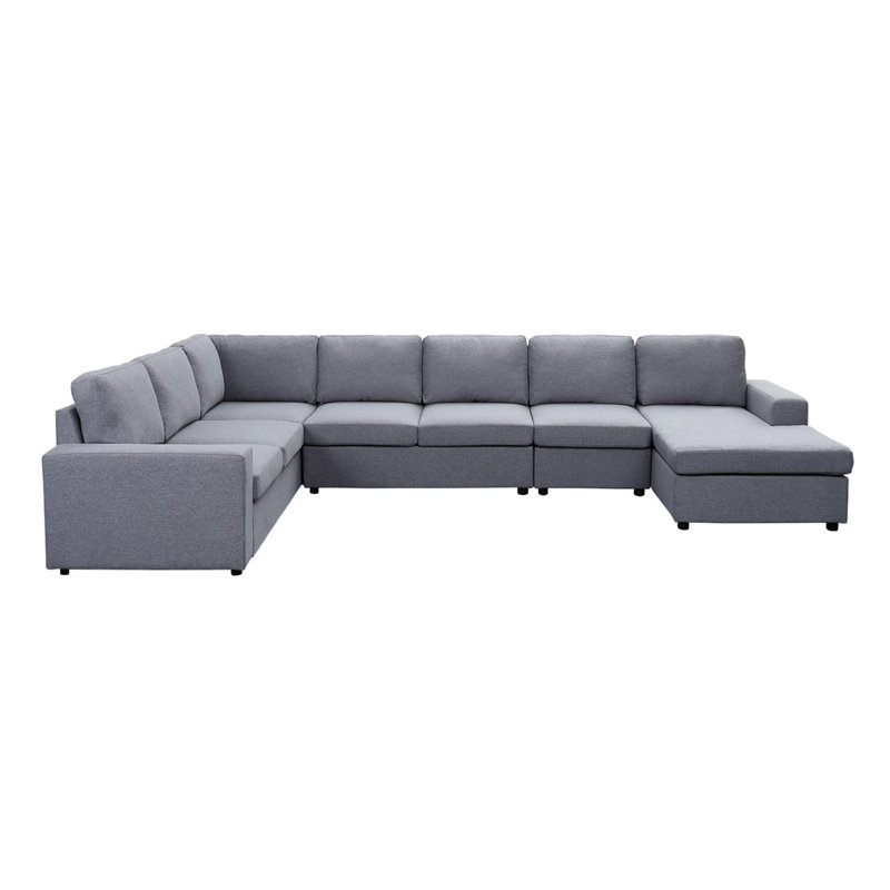 Linen Reversible Modular Sectional Sofa, Light Gray Linen
