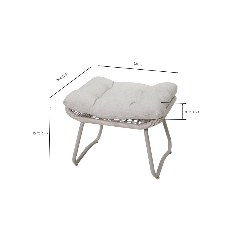 Ensemble de patio 3 pièces avec corde, repose-pieds et table d'appoint Gavira