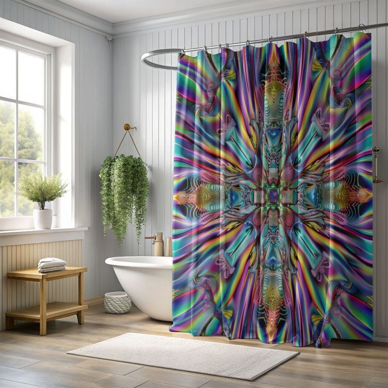 Trippy Elements - Rideau de douche Premium, H 74 po x l 71 po