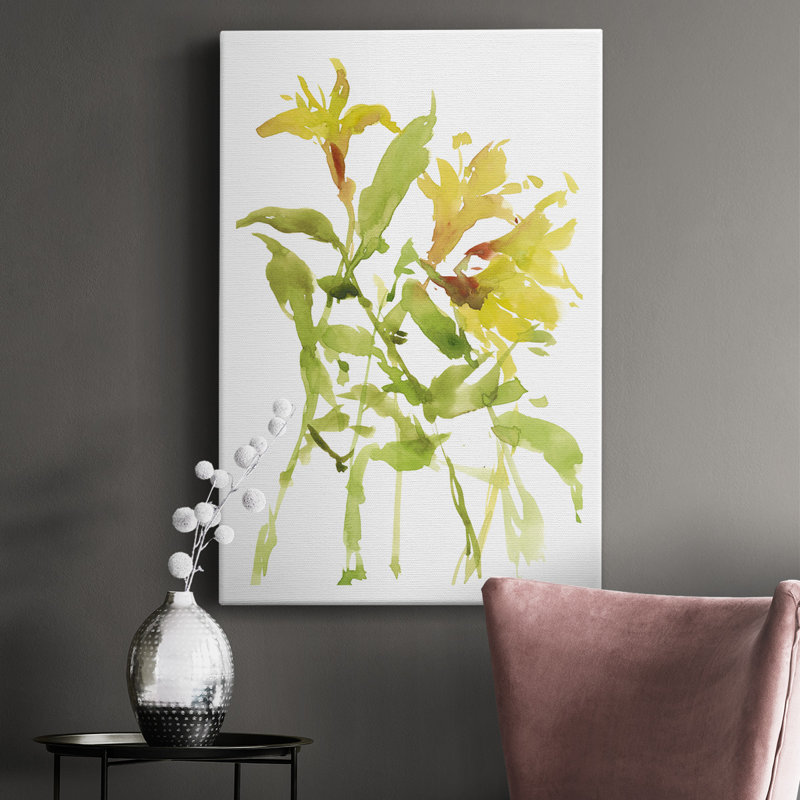 Aquarelle de lys I - Art sur toile tendue, H 60 po x l 40 po x P 1 po
