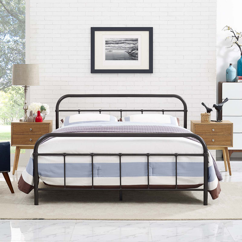 Modway Maisie Stainless Steel Bed Frame, Brown, Twin
