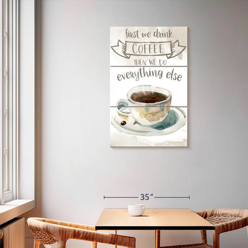 Tergel First We Drink Coffee, H 57 po x l 36 po