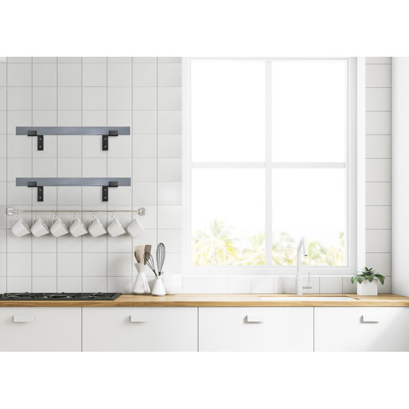 Étagère en chêne 2 pièces Emerald Lee, H 2 po x l 23 po x P 8 po, Blanc