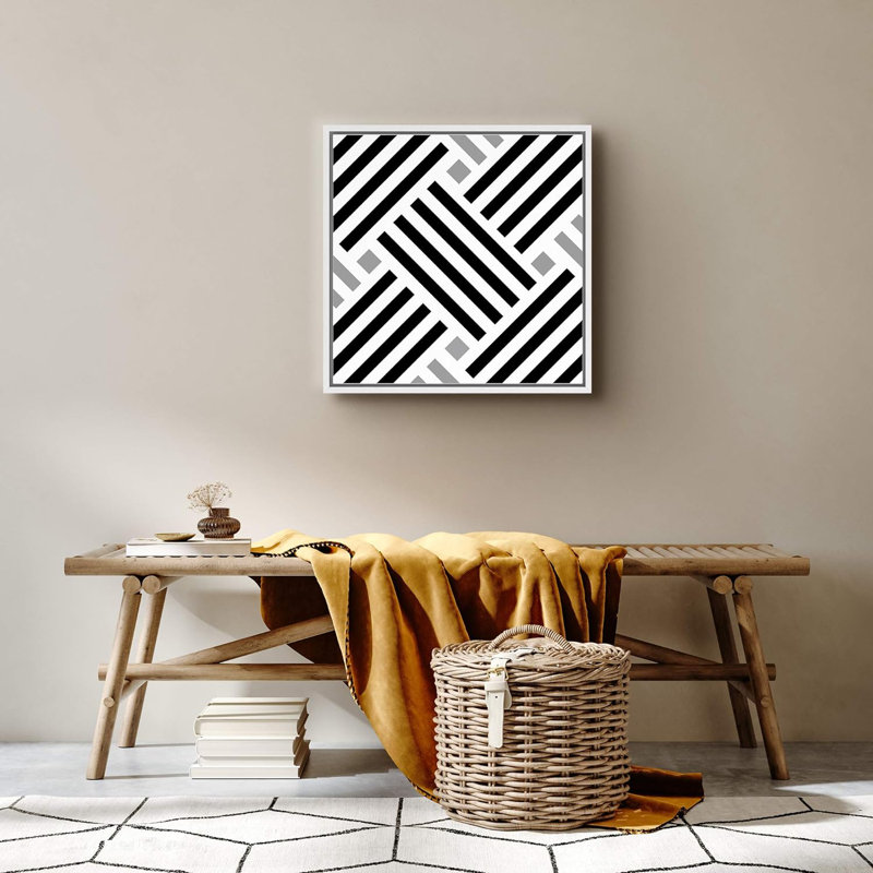 Illusion optique 3D, dessin au trait, formes abstraites, minimalisme alternatif dramatique foncé, impression sur toile, Blanc