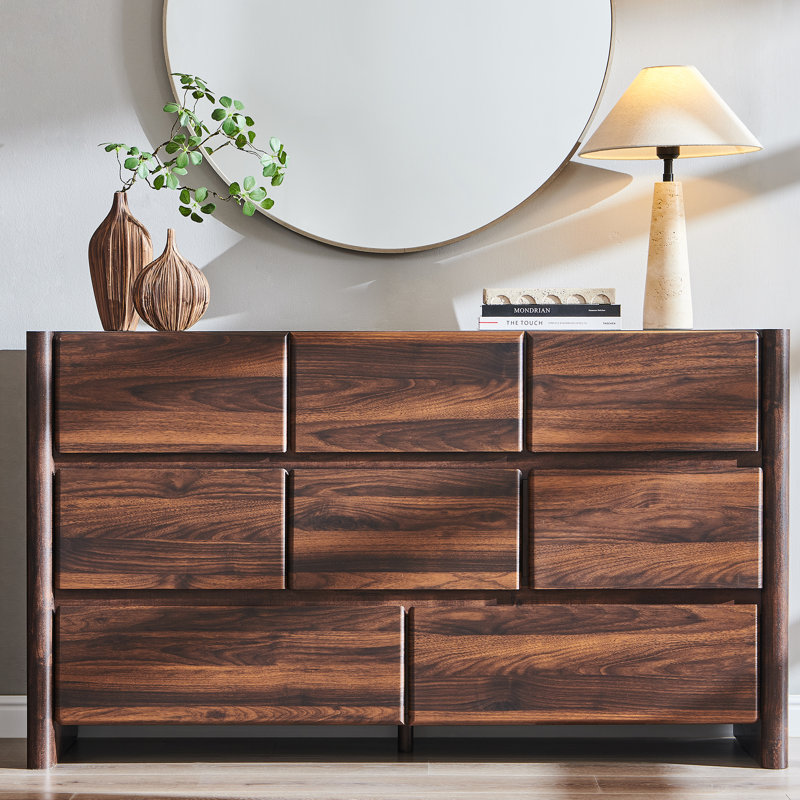 Commode 8 tiroirs Bolanos, 31.5" H x 55.1" W x 15.94" D, Brun
