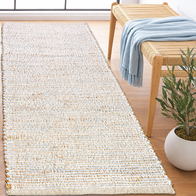 Aleksei Jute Area Rug, Runner 2' x 7', Coastal Blue