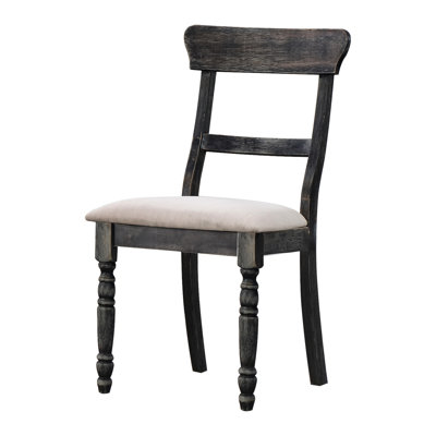 Brown Linen Weathered Gray Side Chairs  Pair  - Seat Classic Style Of 2 Wooden Frame Comfortable Padding Rustic Charm Seating For Any Event
