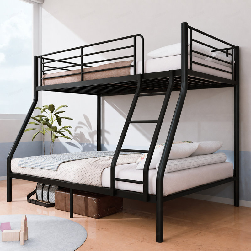 Lits superposés avec structure en métal robuste de taille simple et double avec une capacité inférieure de 990 lb, barrières de sécurité élevées, lattes silencieuses, aucun sommier requis, 1 boîte facile à assembler pour les enfants, les adolescents et les adultes