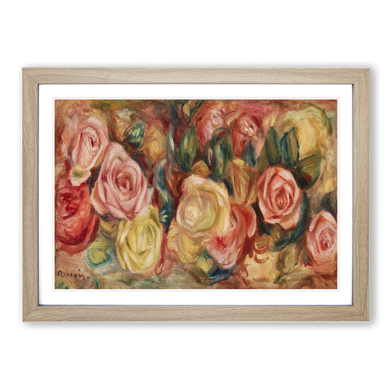 Roses - Picture Frame Graphic Art, 65cm H x 90cm W x 2cm D, Oak Framed