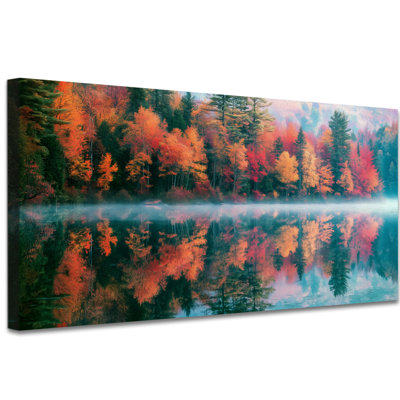  Fall Canvas Wall Art, Rustic Autumn Landscape Prints, Vintage Maple Forest Pictures, Serene Harvest Woodland Artwork, Farmhouse Canvas Wall Decor Painting for Living Room Bedroom Kitchen Thanksgiving, 12x24 inches
