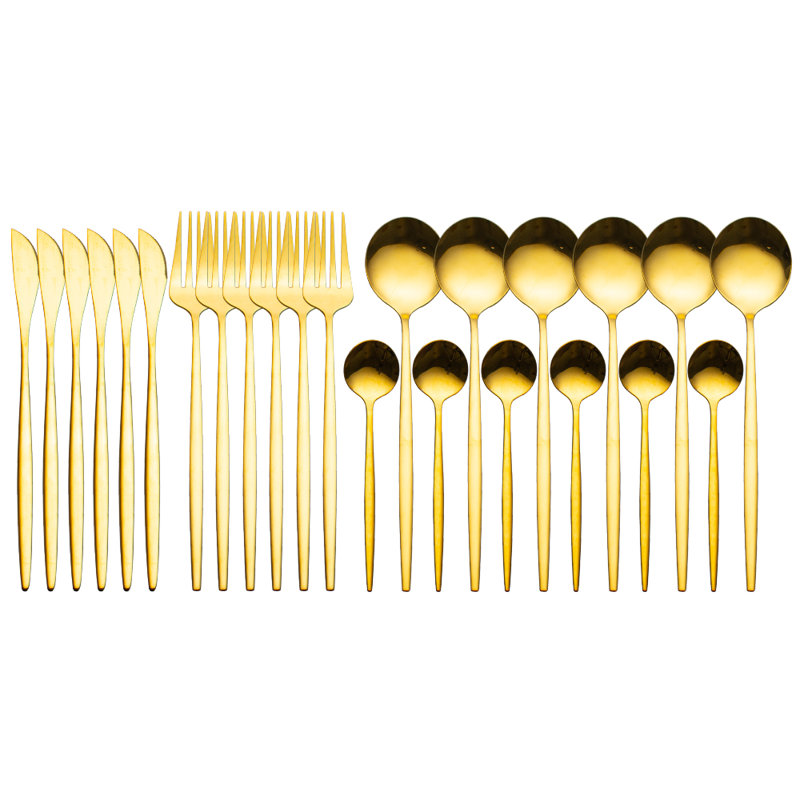 Szeto 4 Piece Cutlery Set, Service for 1, Gold