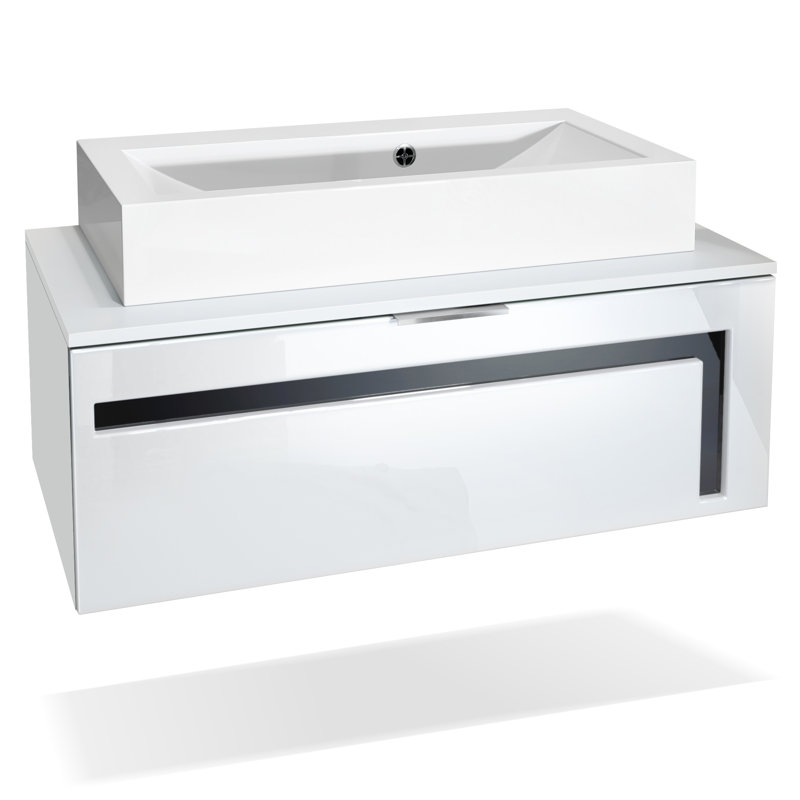Kerner 960mm Wall Mounted Vanity Unit, Black