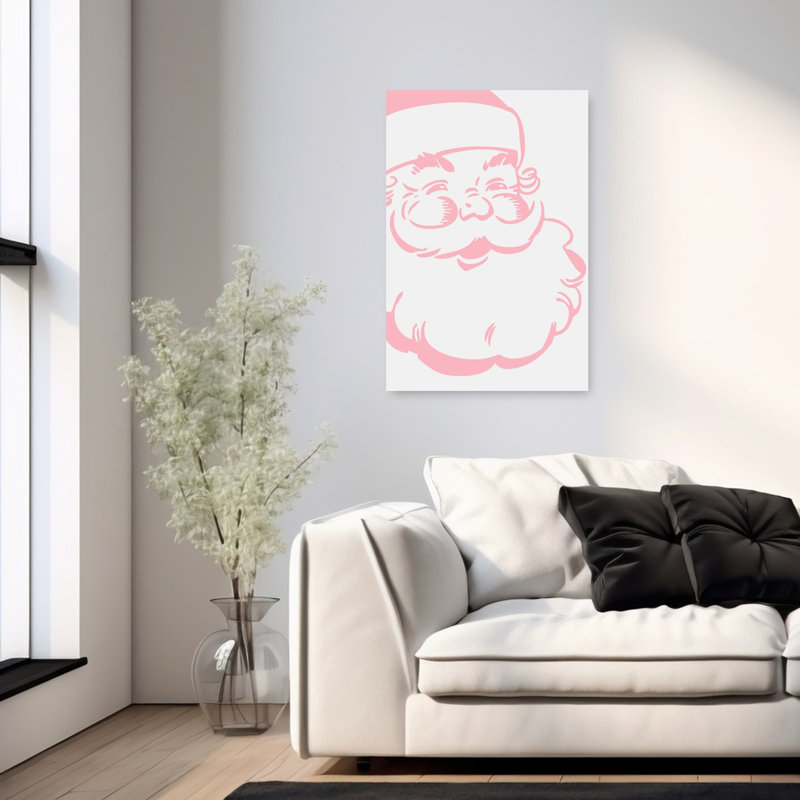 «Jolly Pink Santa», reproduction d'art classique rétro classique, 36" H x 24" W