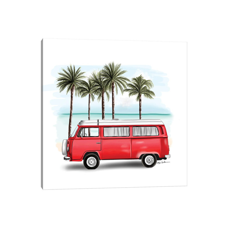Red Kombi by Elza Fouche - Wrapped Canvas Painting, 66.04 cm H x 66.04 cm W x 1.91 cm D