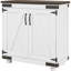 Buffet Buffet, moderne avec tablette réglable et porte de grange, tablette de porte de rangement blanc et brun vieilli, blanc / brun, l 31,1 po x P 15,4 po