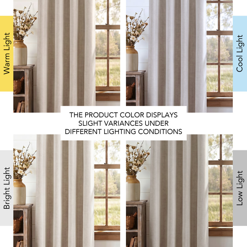 100% Blackout Linen Curtains for Bedroom, Burlap Linen Drapes with Thermal Insulated Grey Liner Grommet Noise Reducing Window Panels for Living room, 2 Panels
