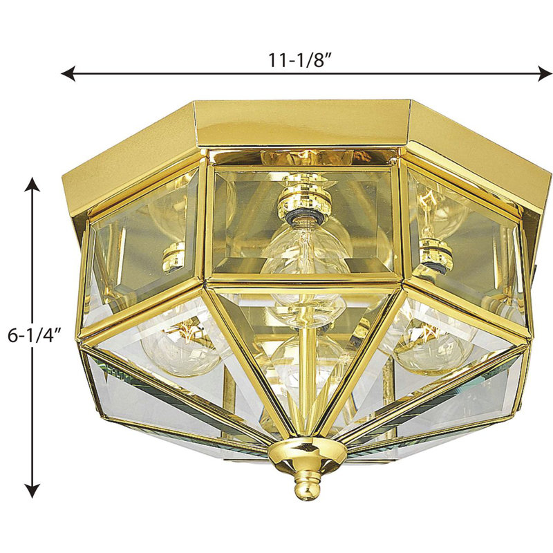 Manolla Glass Flush Mount, Solid Brass