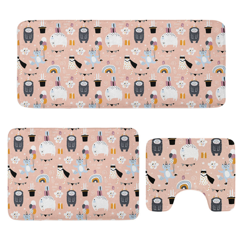 Multicolore tapis de salle de bain Birthday Party 3 pièces