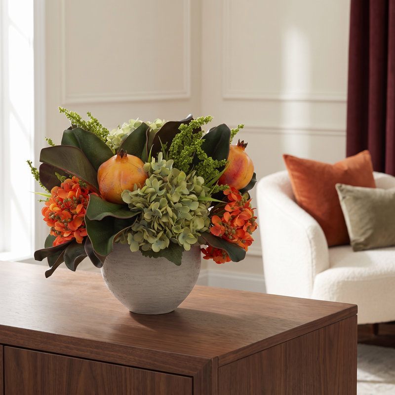 Pomegranate and Hydrangea Arrangement