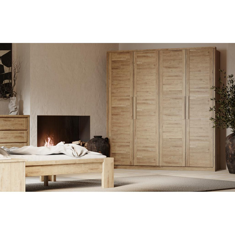 Fino 4 Door Solid Wood Wardrobe, Grey