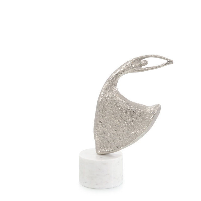 Windswept Waltz Sculpture On Marble, Nickel III, Nickel, 17.5" H x 9.5" W x 6" D
