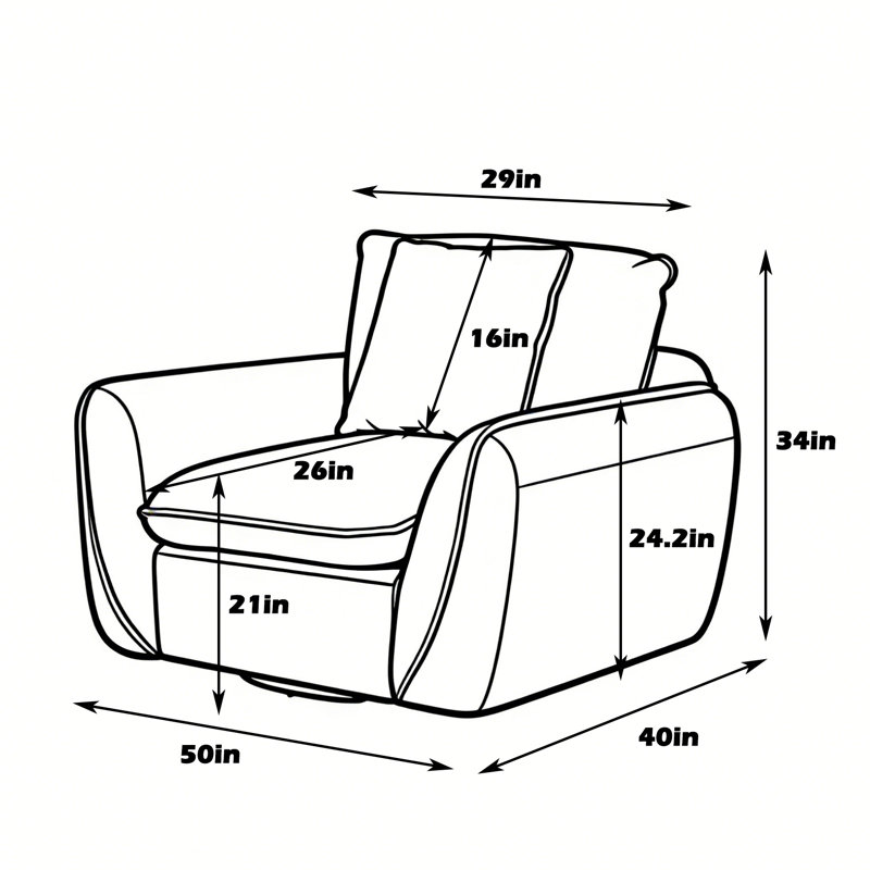 Fauteuil d'appoint pivotant surdimensionné, Gris