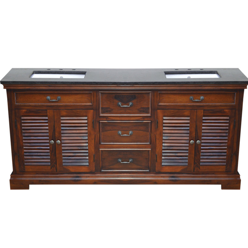 Ensemble de meuble-lavabo double 72 po Flannagan, Teck naturel