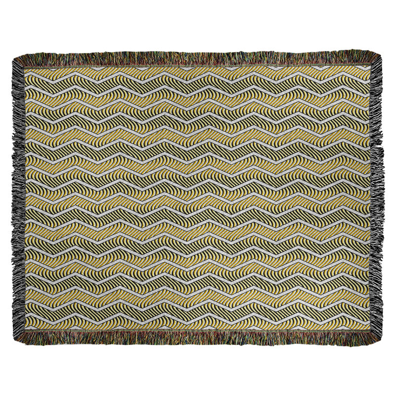 Couverture en coton tissé Rhonda Cheval, l 80 po x L 60 po, Jaune